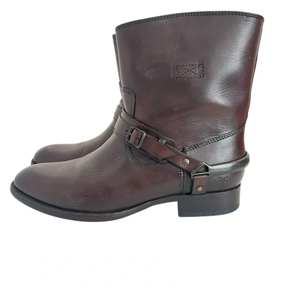 FRYE Lindsay Spur Short Brown Full Grain
Leather Boots Size 9B - Picture 2 of 13